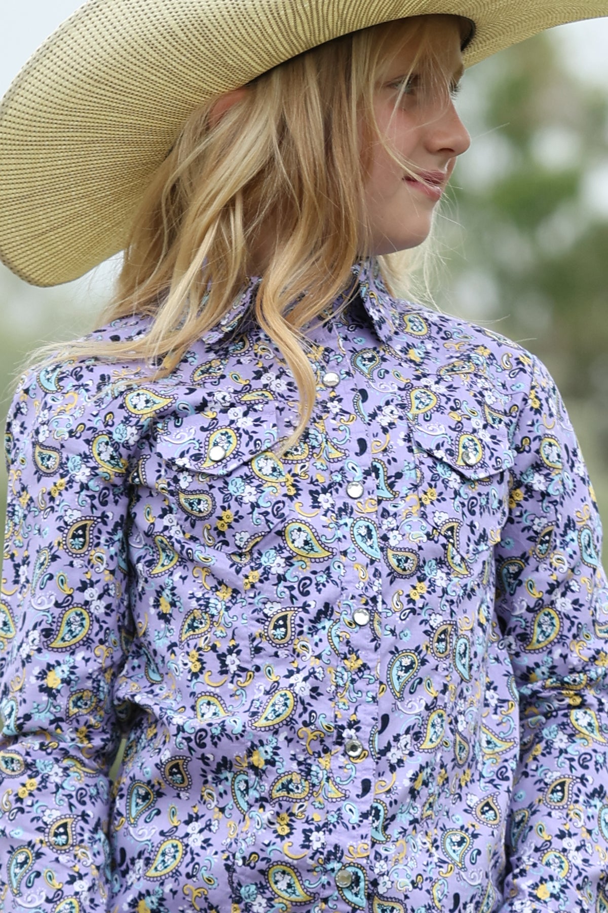 Cruel Girl's Lilac Paisley Western Shirt