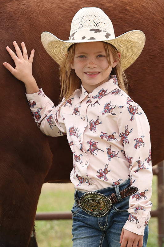 Cruel Girl's Pink Bay Bronc Western Shirt
