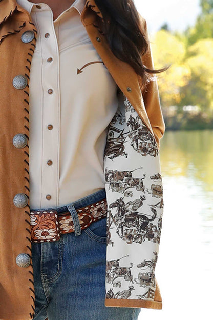 Cruel Women's Brown Tweed Whipstitch Shirt Jacket