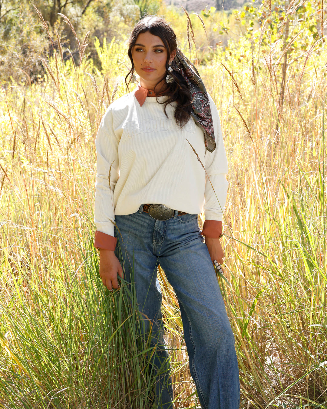 Cruel Women's Cream Rodeo Corduroy Sweatshirt