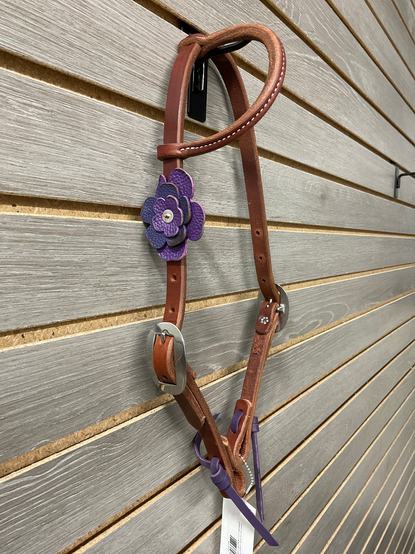 Performance Pony Leather Flower One Ear Headstall- Dark Oil