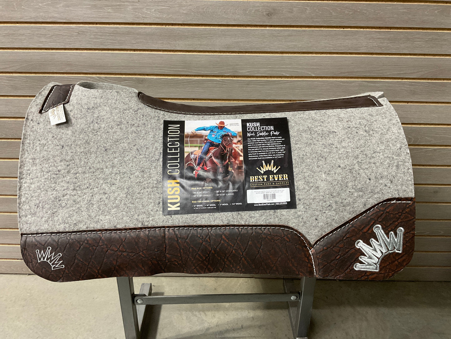 Best Ever Kush Saddle Pad - Chocolate Elephant Silver Crown (3/4" thick, 32"x32")