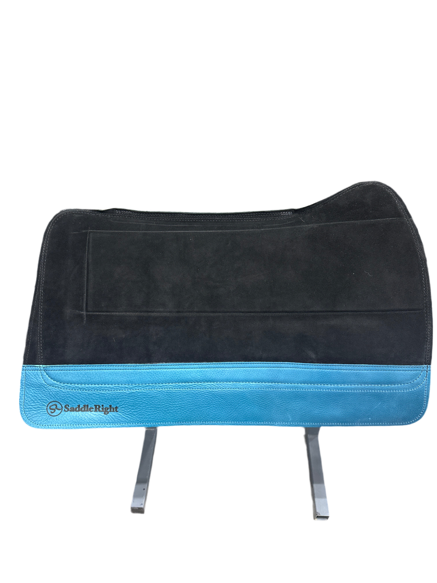 SaddleRight Legacy Saddle Pad 29" x 32" - Black Suede & Turquoise Grizzly