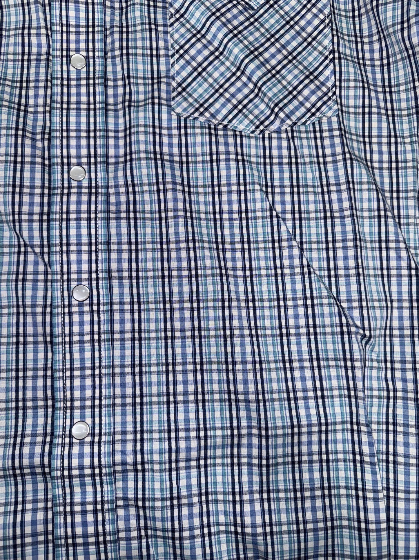 Panhandle Men's Rough Stock Aqua Plaid Western Shirt