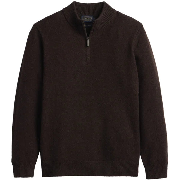 Pendleton Men's Dark Brown Heather ¼ Zip Wool Sweater