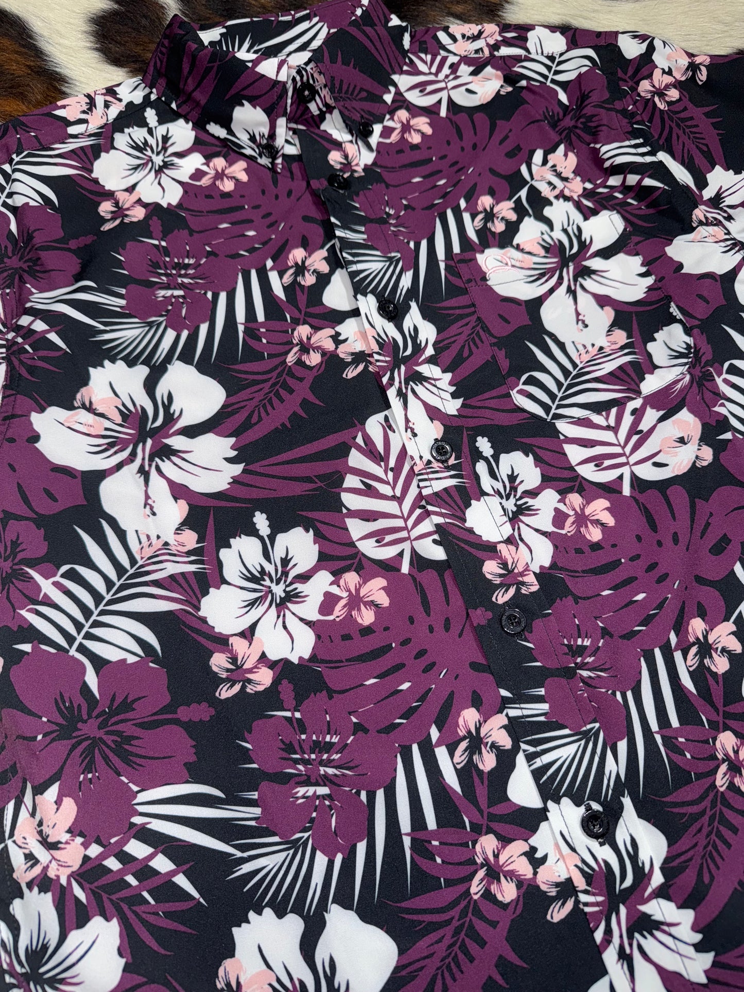 Cinch Boy's ArenaFlex Mulberry Hawaiian Short Sleeve Western Shirt