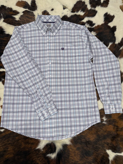 Cinch Men's Purple & Light Blue Plaid Western Shirt