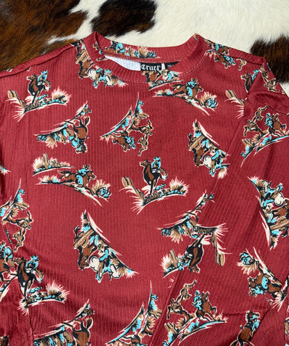 Cruel Girl's Cowboy Print Knit Blouse