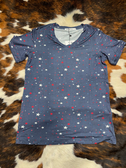 Michelle Mae Women's Blue Liberty Stars Sophie T-Shirt