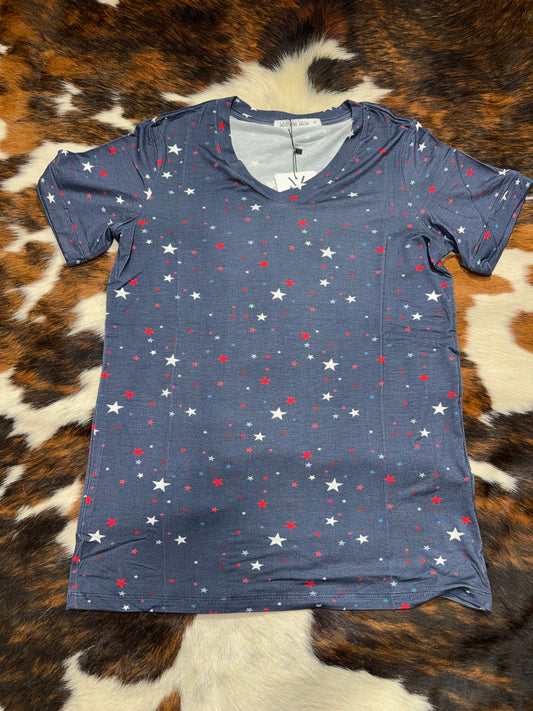 Michelle Mae Women's Blue Liberty Stars Sophie T-Shirt
