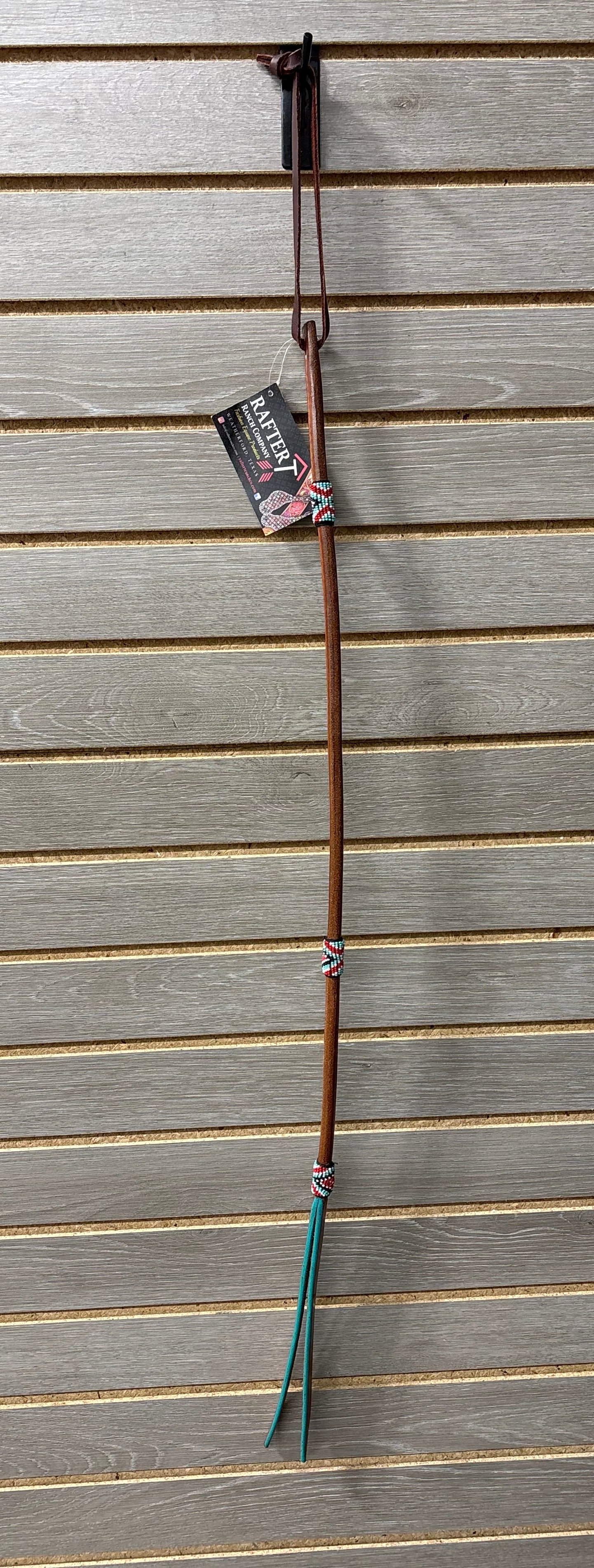 Rafter T Whip with Aztec Design & Turquoise Edge