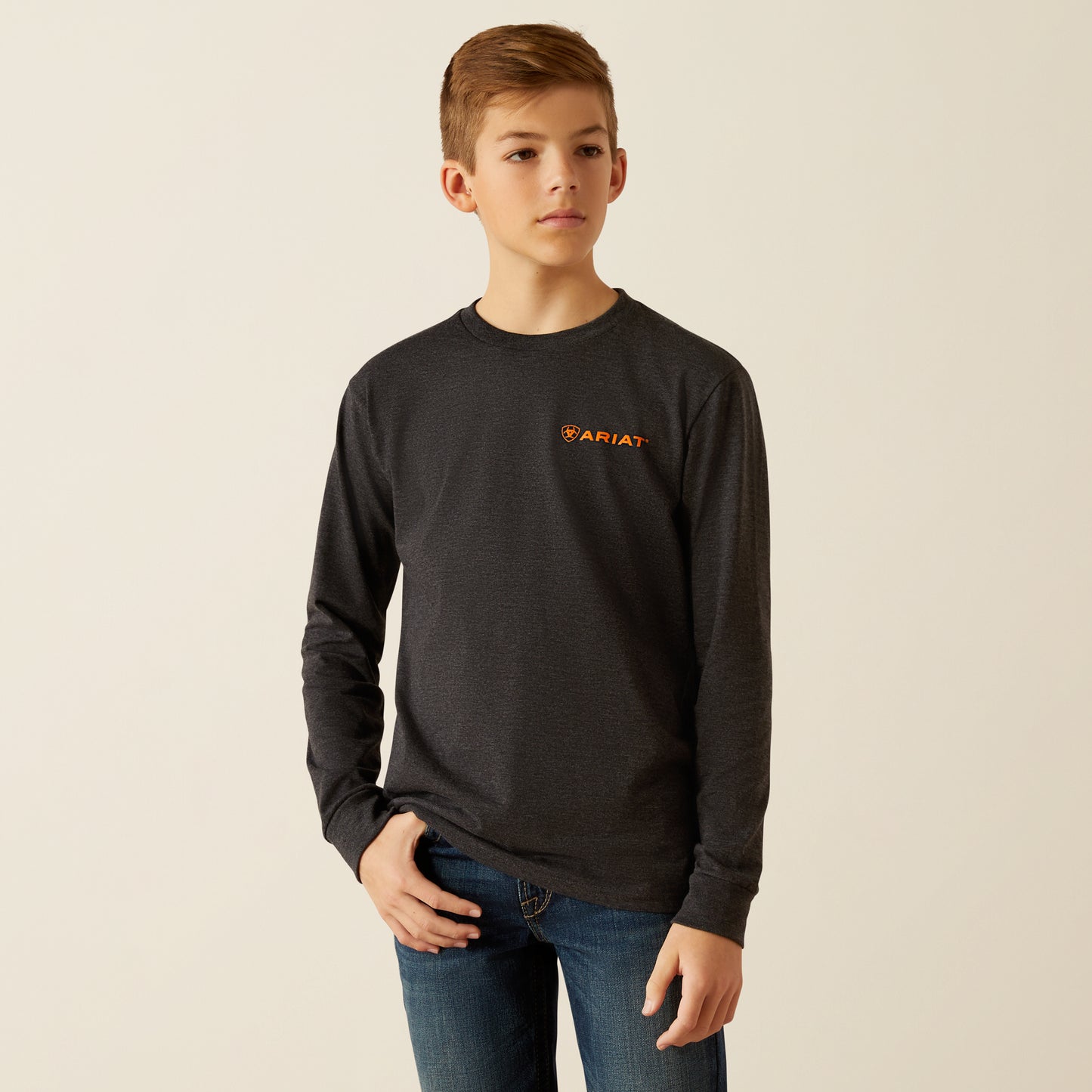 Ariat Boy's Heather Charcoal Wetlands Nature Long Sleeve T-Shirt