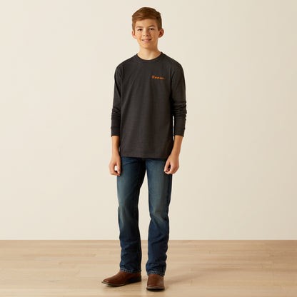 Ariat Boy's Heather Charcoal Wetlands Nature Long Sleeve T-Shirt