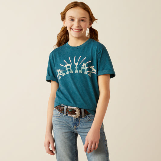 Ariat Girl's Heather Deep Sea Sunrise T-Shirt