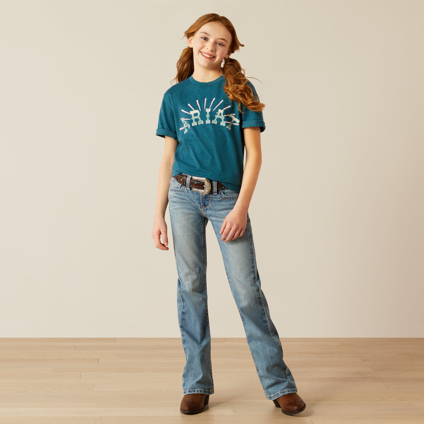 Ariat Girl's Heather Deep Sea Sunrise T-Shirt