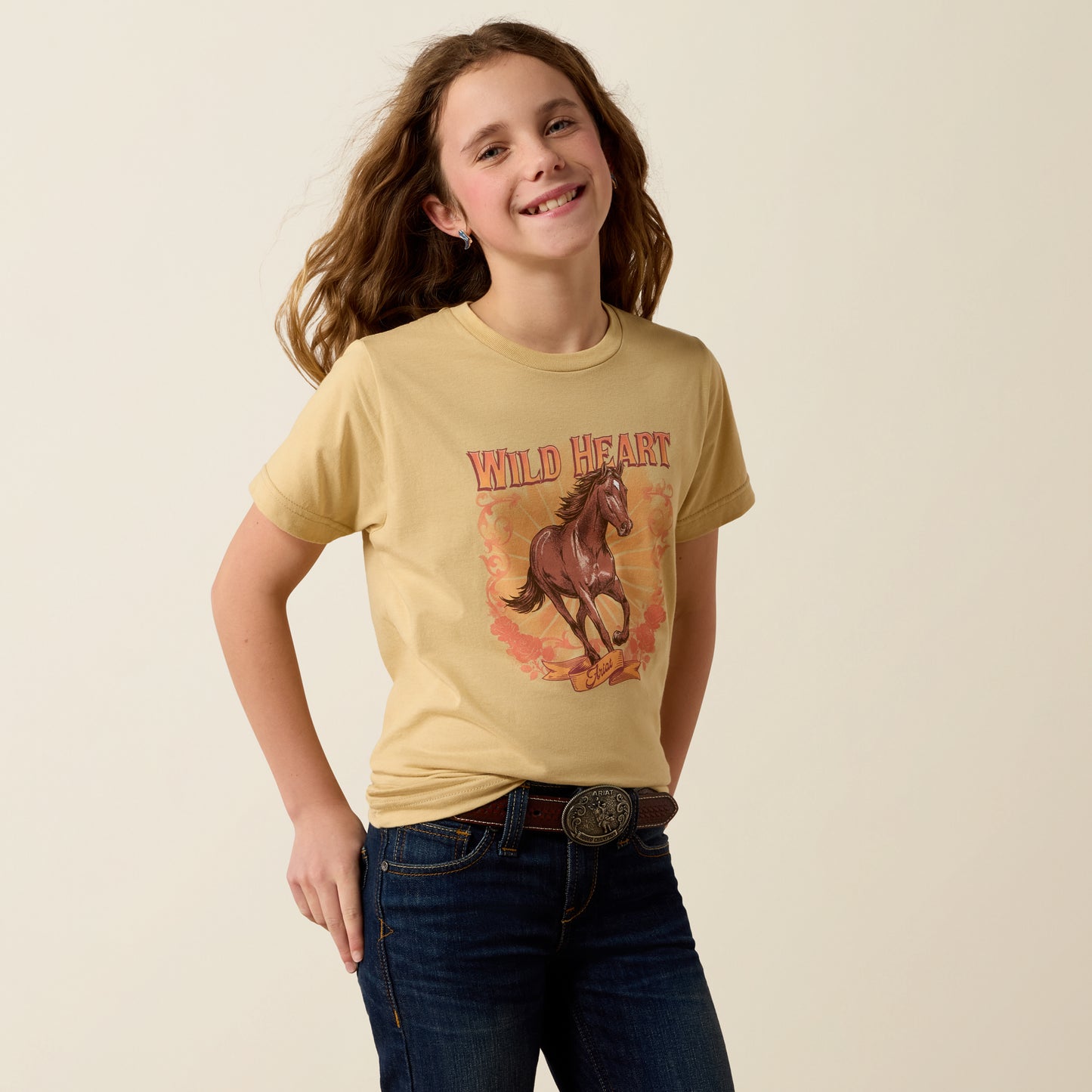 Ariat Girl's Latte Wild Heart T-Shirt