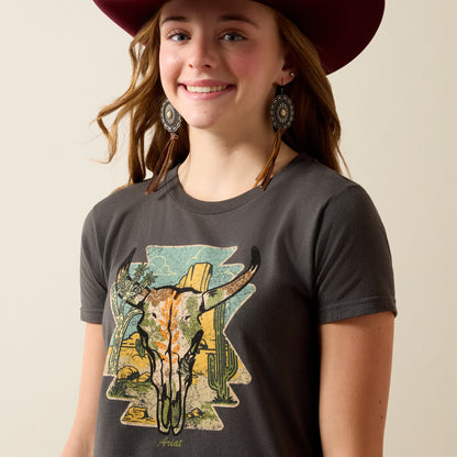 Ariat Girl's Charcoal Desert Steer T-Shirt