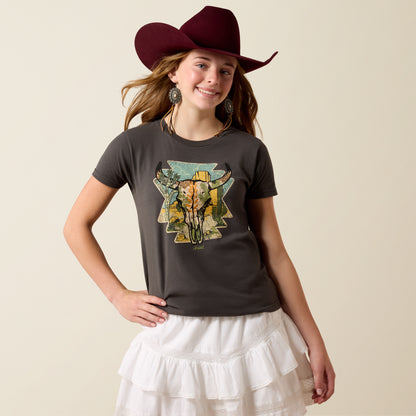 Ariat Girl's Charcoal Desert Steer T-Shirt