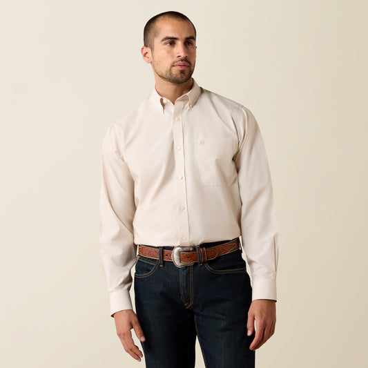 Ariat Men's Big & Tall Wrinkle Free Savannah Tan Pinpoint Western Shirt