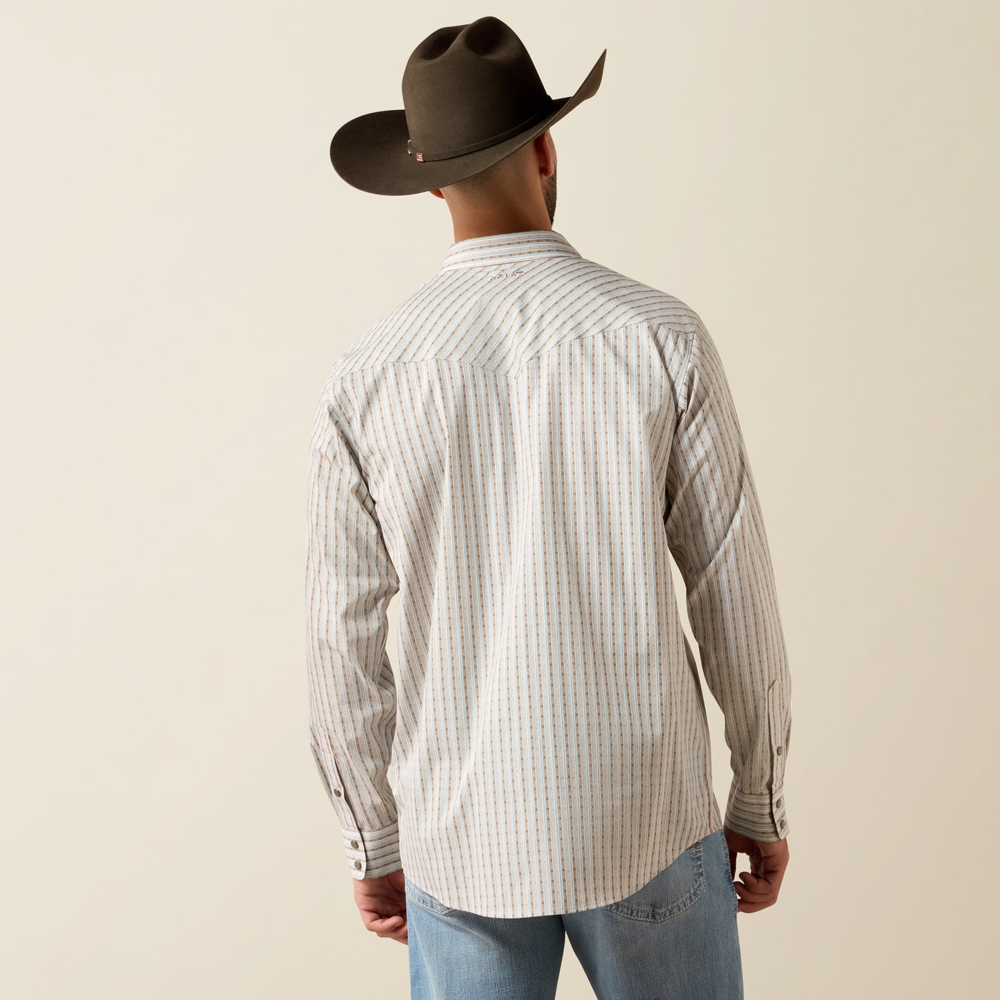 Ariat Men's Wrinkle Free Savannah Brown Geo Stripe Western Shirt