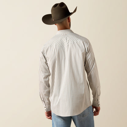 Ariat Men's Wrinkle Free Savannah Brown Geo Stripe Western Shirt