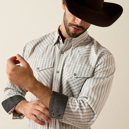 Ariat Men's Wrinkle Free Savannah Brown Geo Stripe Western Shirt