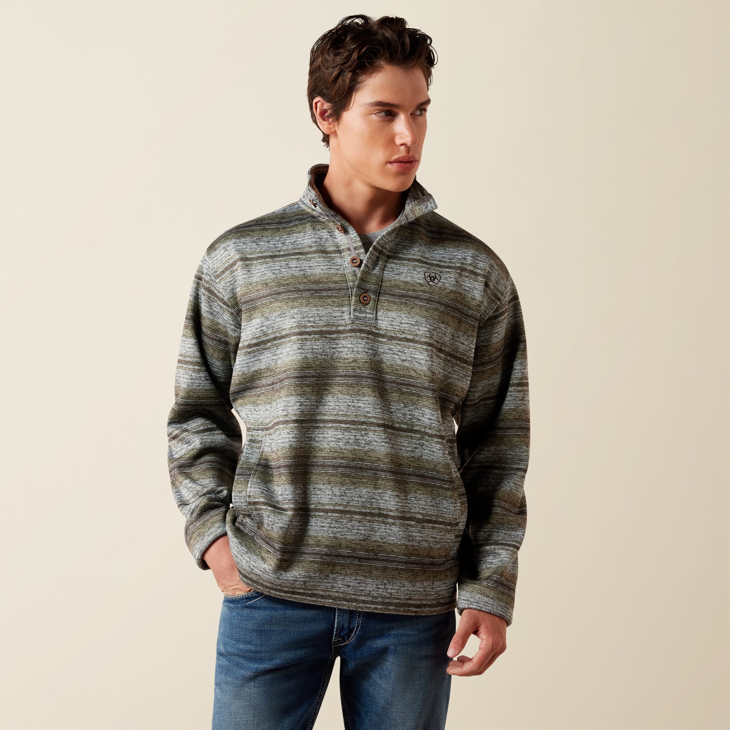 Ariat Men's Storm Front Southwest Caldwell ¼ Button Pullover