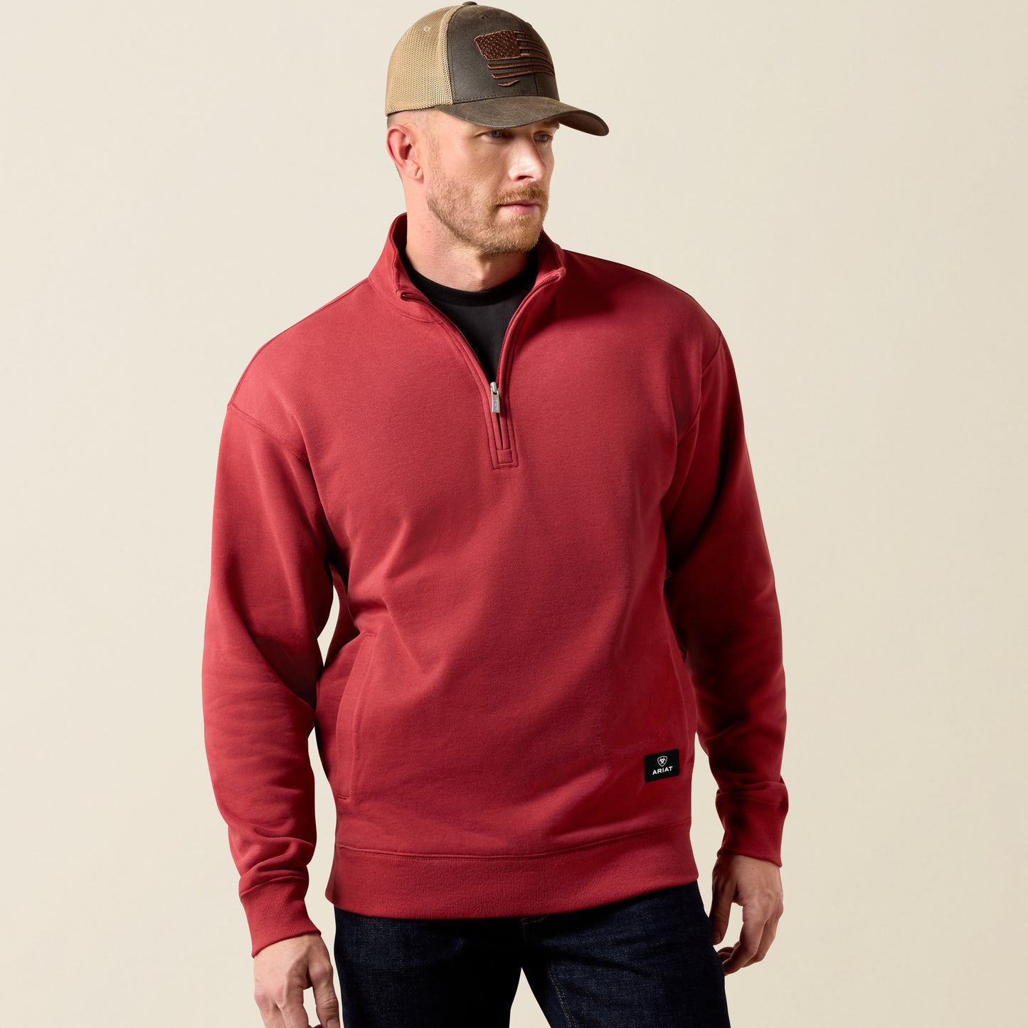 Ariat Men's Brick Red Core ¼ Zip Pullover Sweatshirt