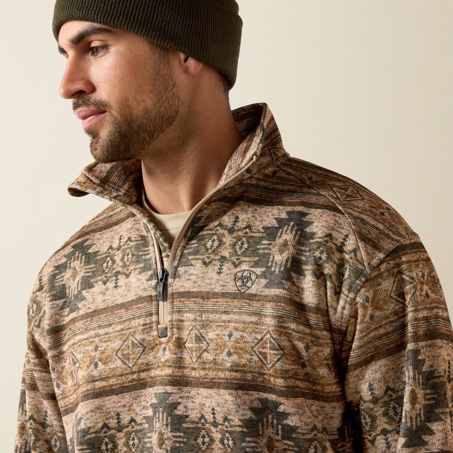 Ariat Men's Savannah Tan Southwest Caldwell ¼ Zip Pullover
