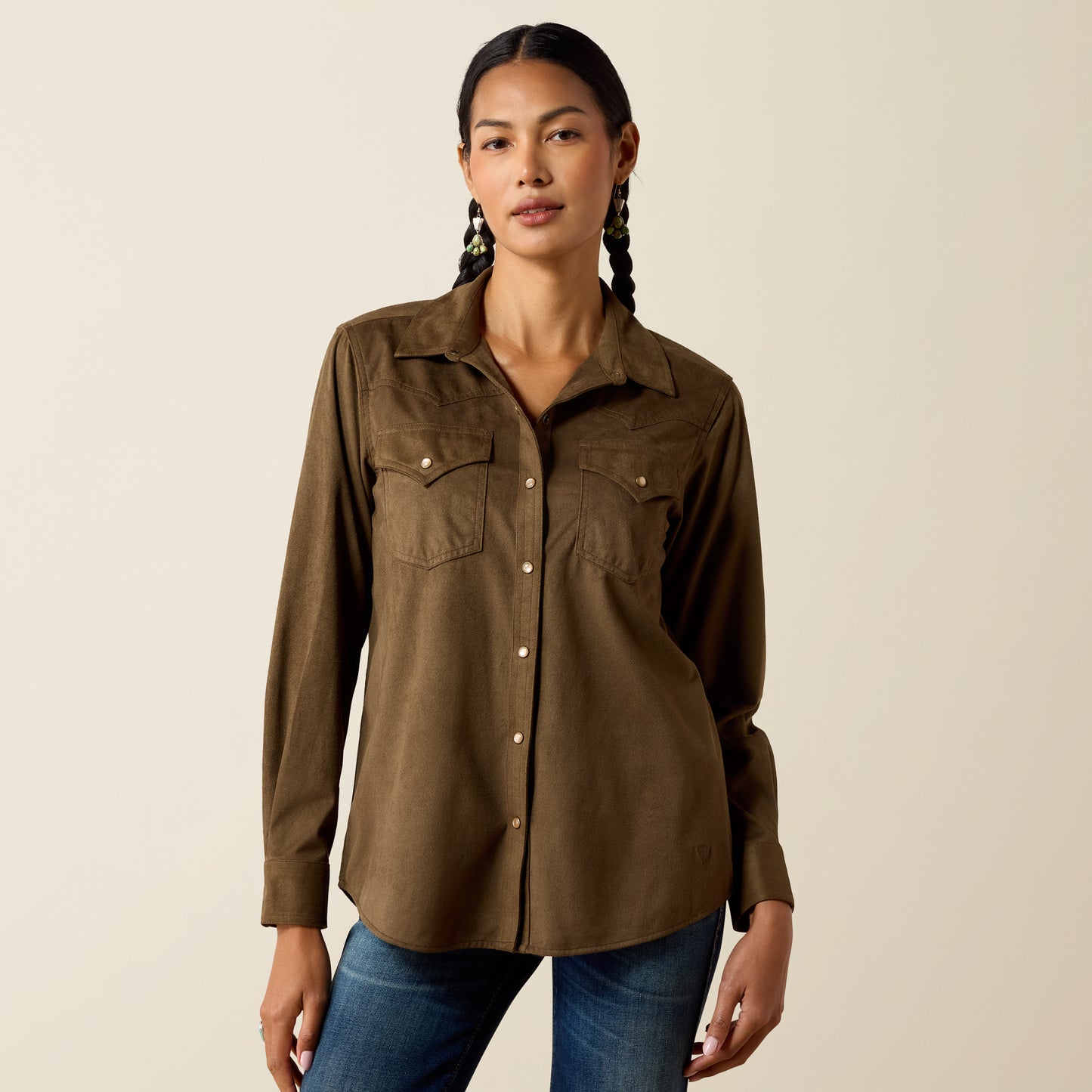 Ariat Women's Olive Suede Autumn Drift Western Shirt