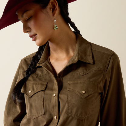 Ariat Women's Olive Suede Autumn Drift Western Shirt