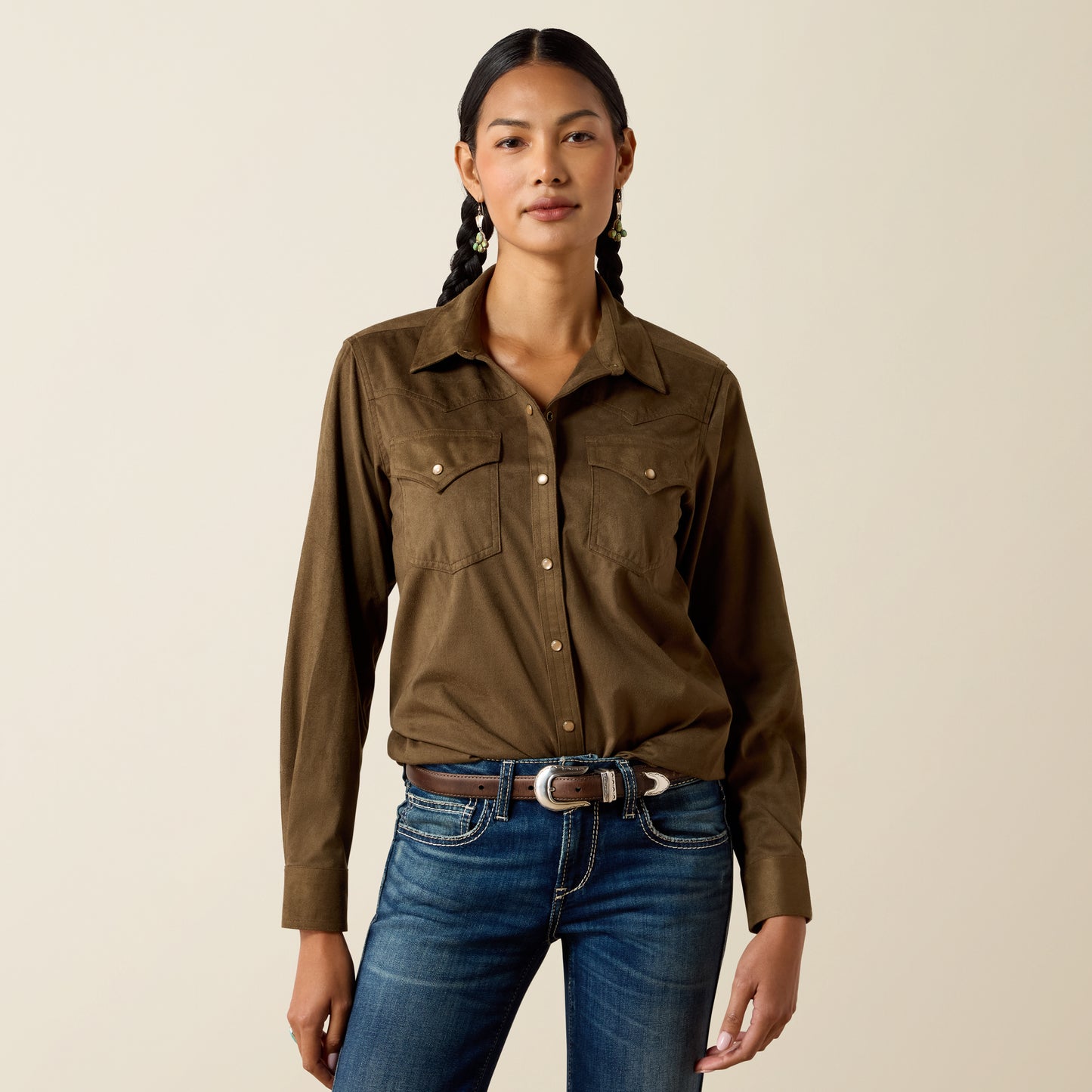 Ariat Women's Olive Suede Autumn Drift Western Shirt