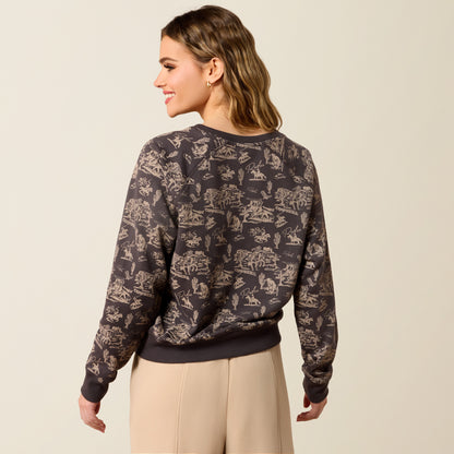 Ariat Women's Retro Rodeo Carbon Copy Essential Crew Sweatshirt