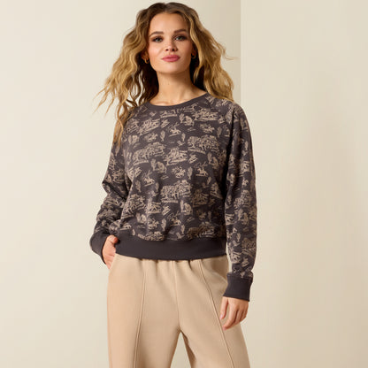 Ariat Women's Retro Rodeo Carbon Copy Essential Crew Sweatshirt