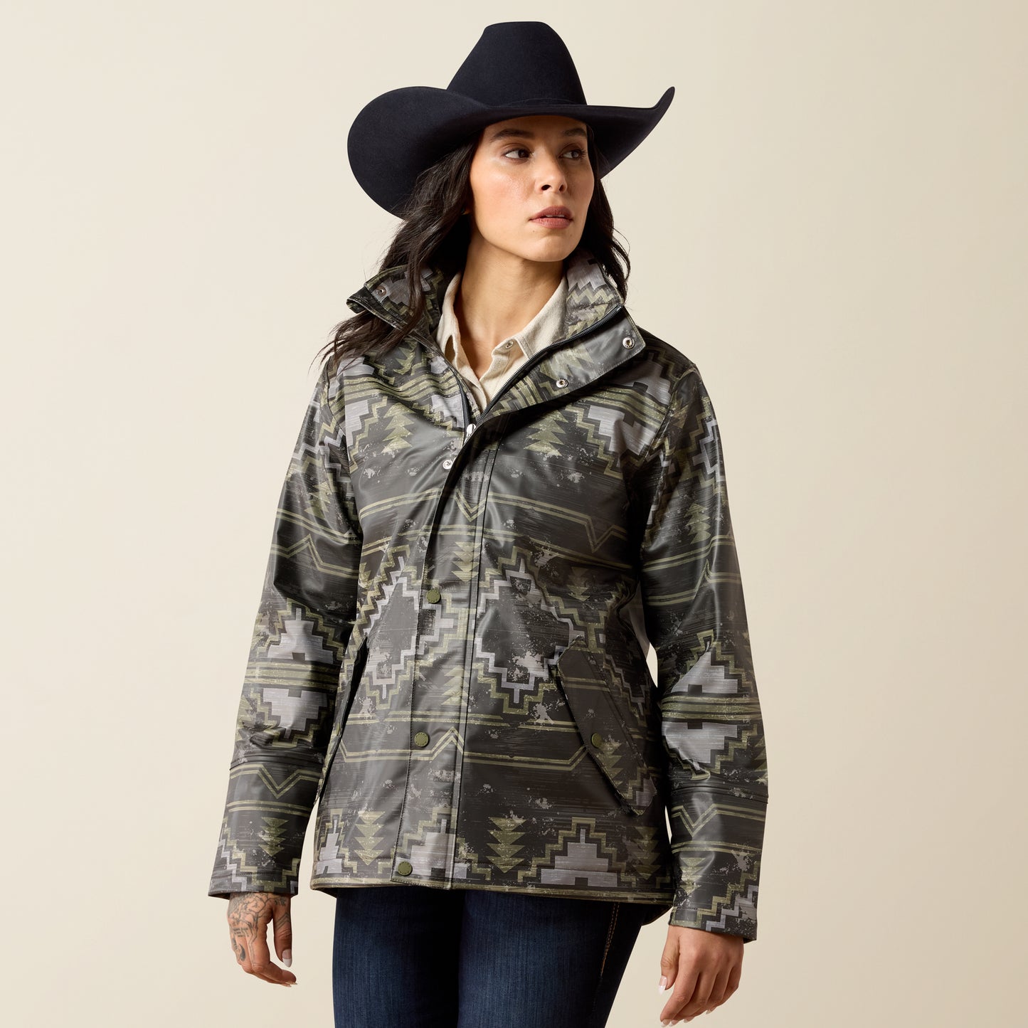 Ariat Women's Stonewall Print Drizzle Rain Coat