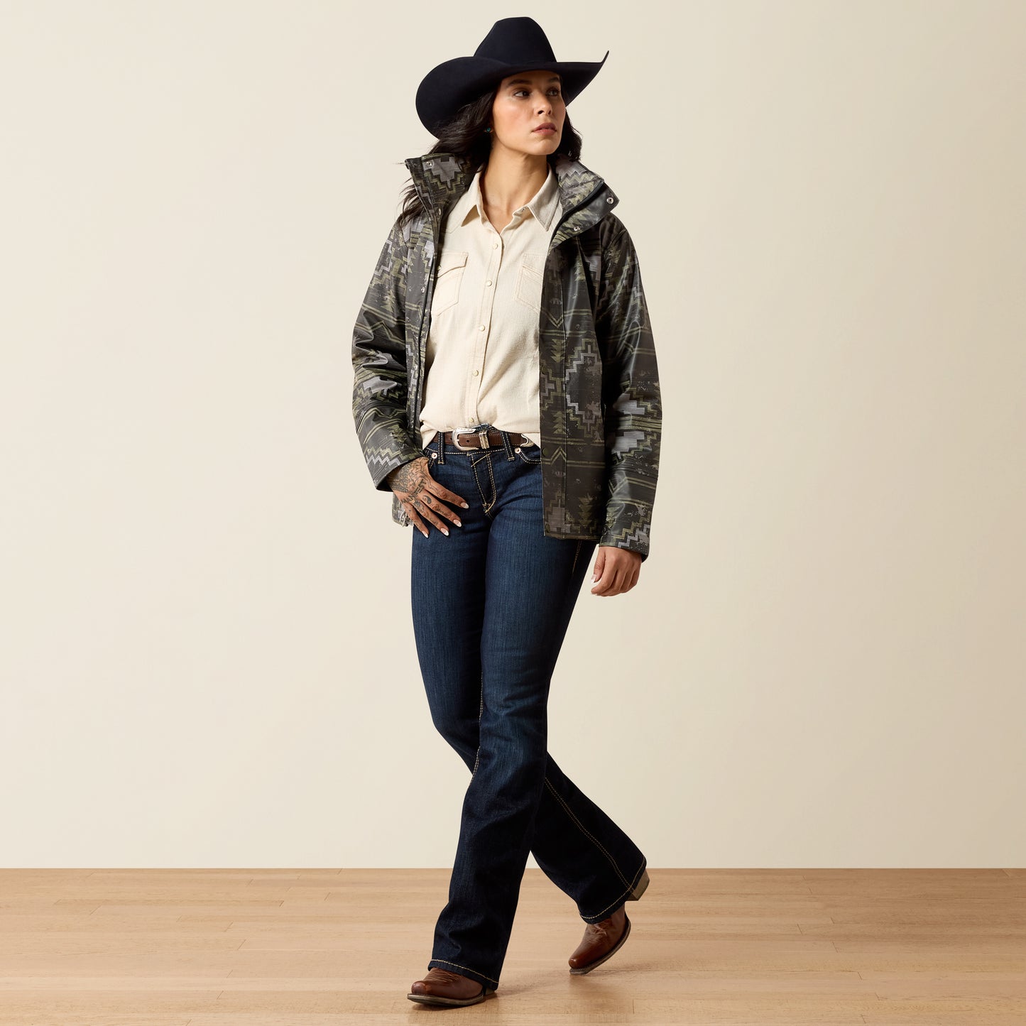 Ariat Women's Stonewall Print Drizzle Rain Coat