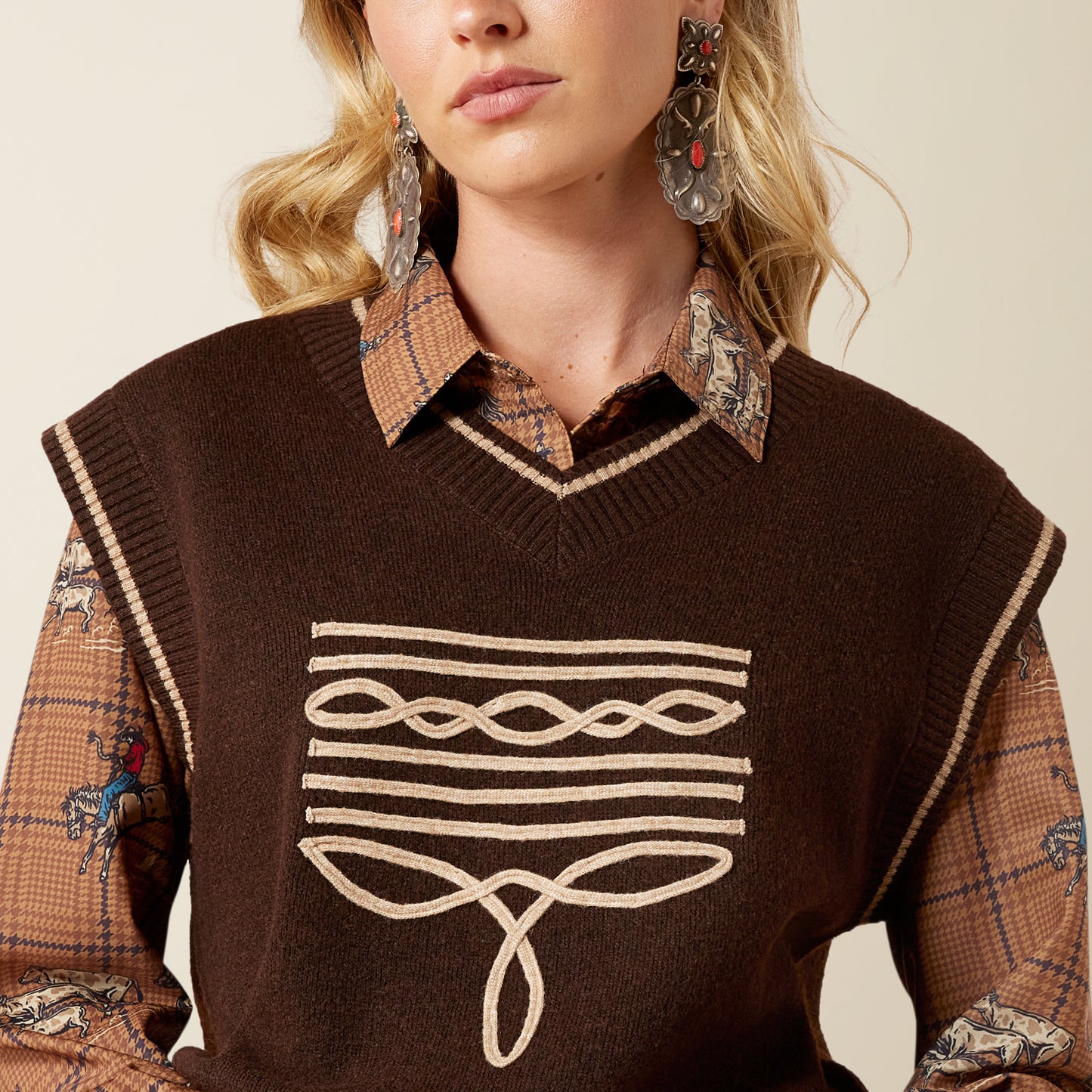 Ariat Women's Chicory Coffee Wichita Sweater Vest