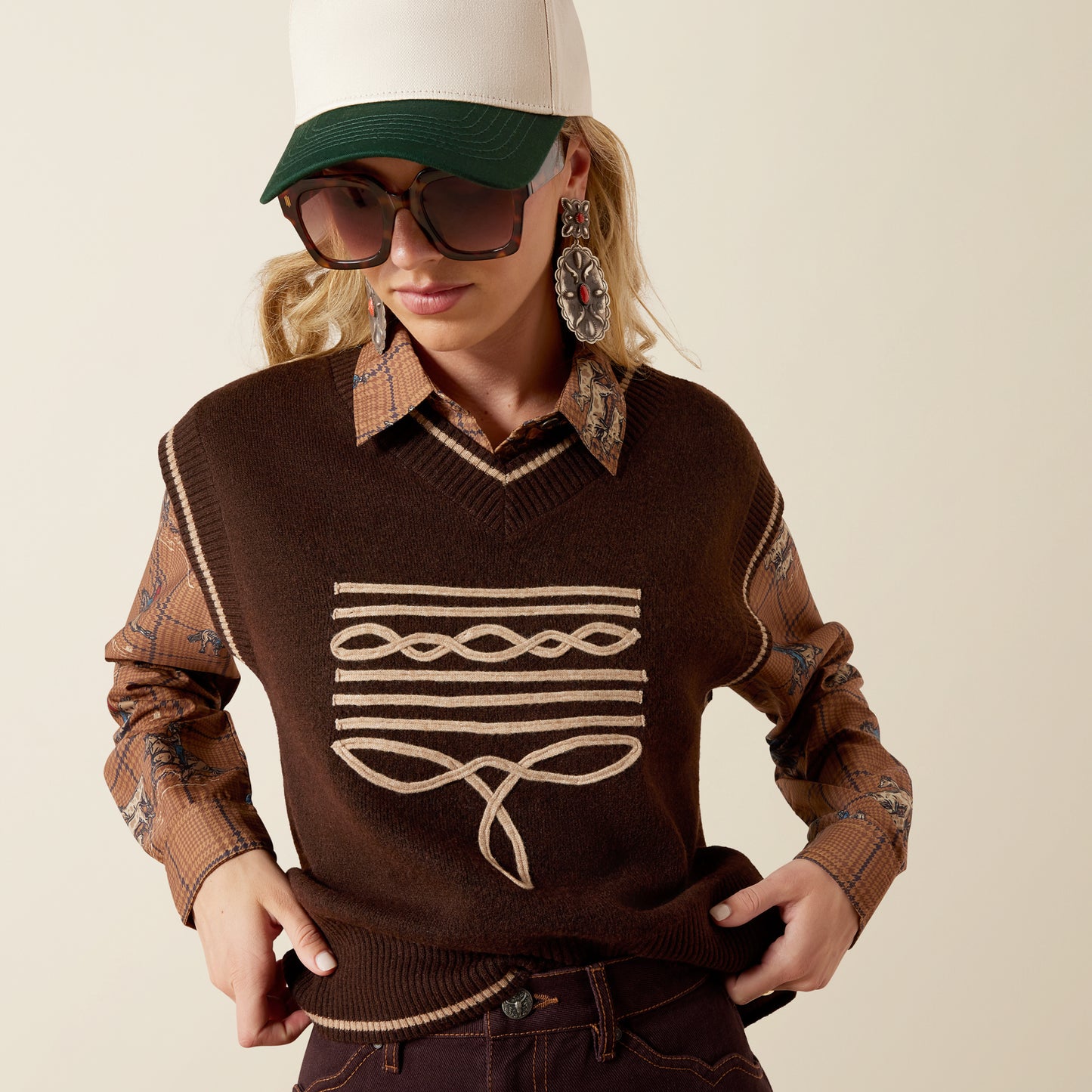 Ariat Women's Chicory Coffee Wichita Sweater Vest