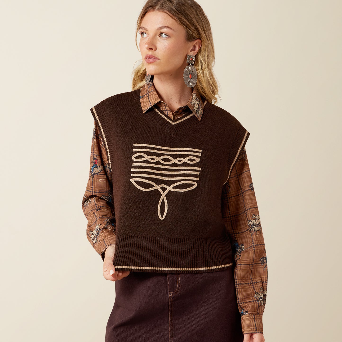 Ariat Women's Chicory Coffee Wichita Sweater Vest