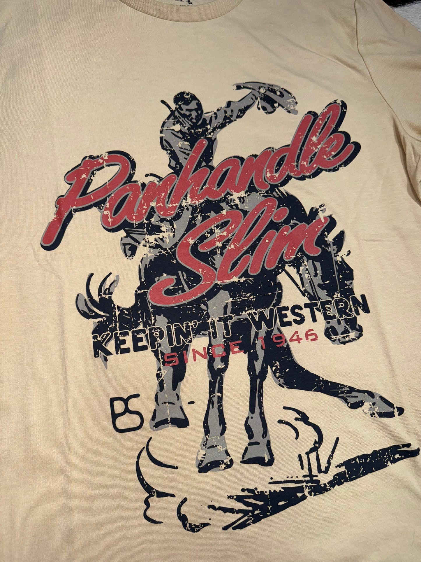 Panhandle Men's Tan Bronc Keepin' It Western T-Shirt