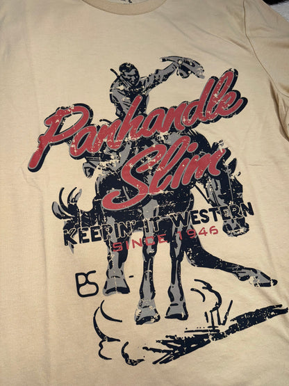 Panhandle Men's Tan Bronc Keepin' It Western T-Shirt