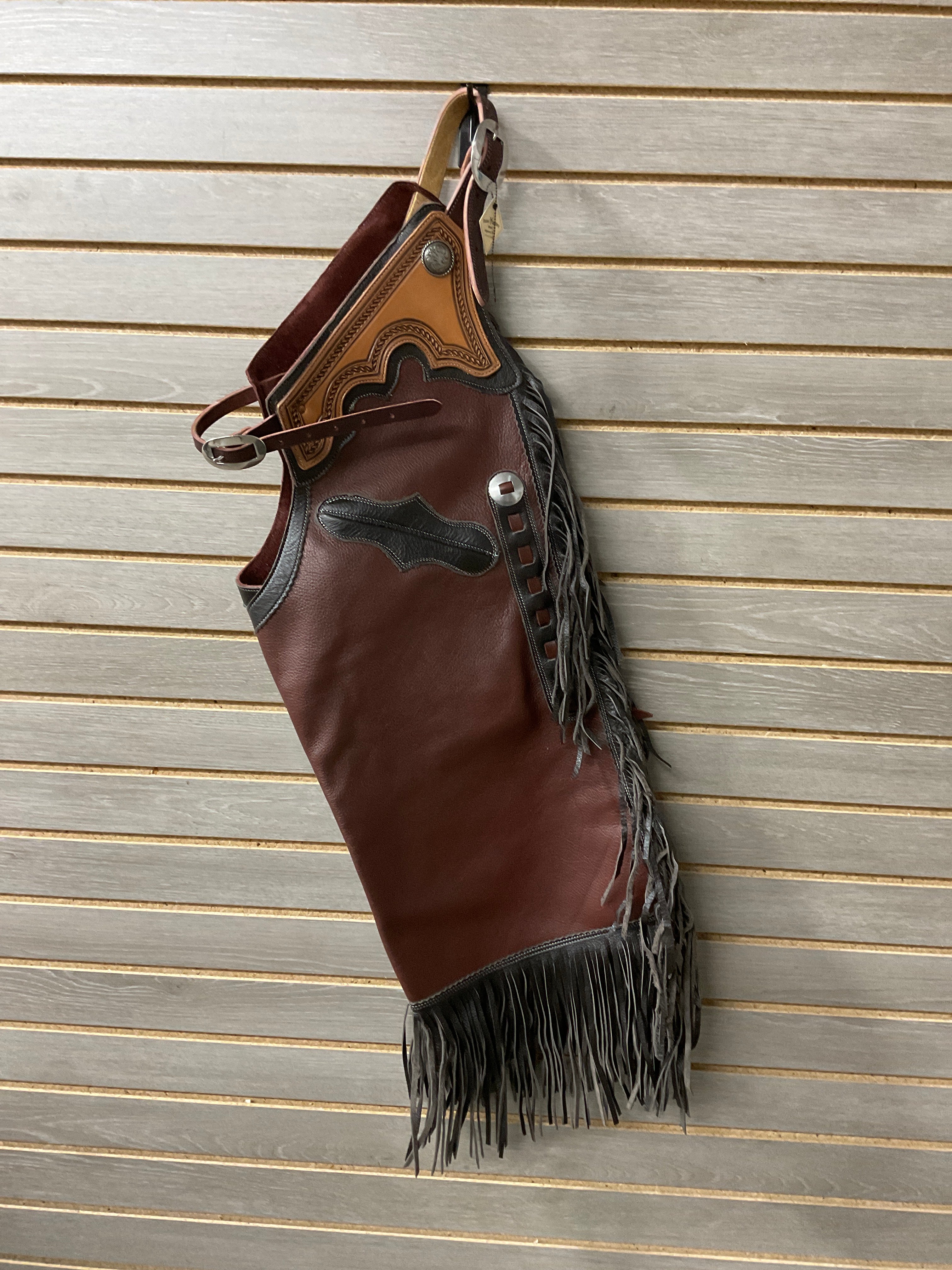 Rockin' Y Adult Leather Chinks - Two Tone with Pocket (#4