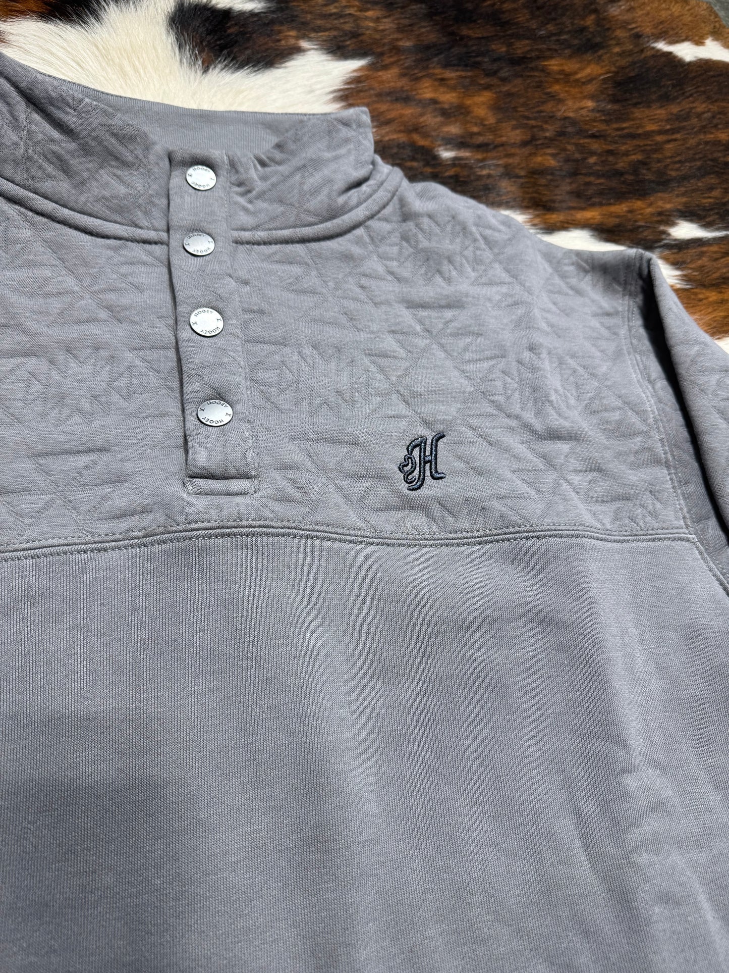 Hooey Men's Steel Gray w/ Aztec Embossed Stevie Pullover
