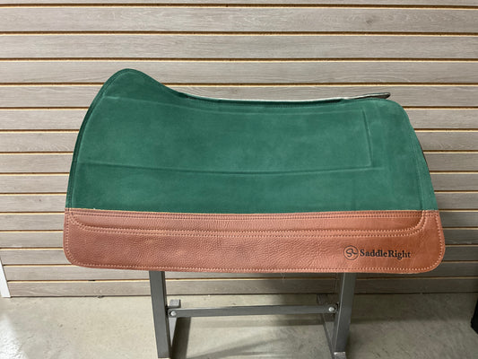 SaddleRight Saddle Pad 29" x 32" -  Forest Green Suede & Mahogany Grizzly