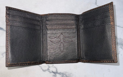 Justin Pebble Embroidered Trifold Wallet