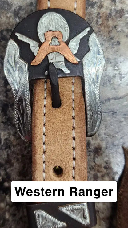 Cowperson Tack Slit Ear Headstall - Roughout