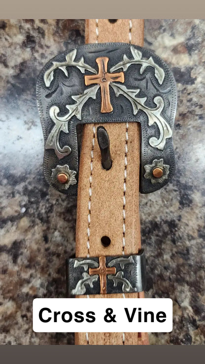 Cowperson Tack Slit Ear Headstall - Roughout
