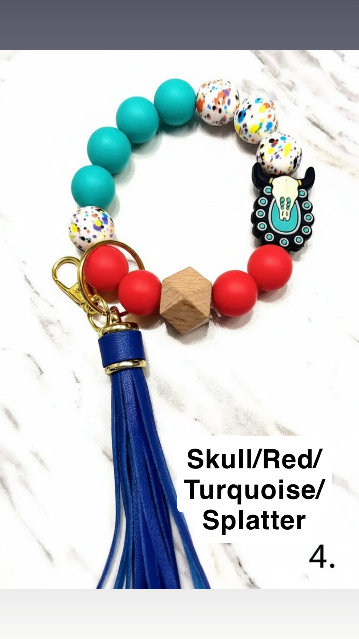 Silicone Bead Wristlet Keychain