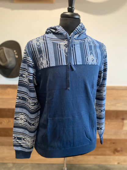 Rock & Roll Men's Indigo Terry Print Hoodie