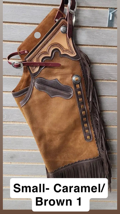 Rockin' Y Adult Leather Chinks - Two Tone with Pocket (#4)